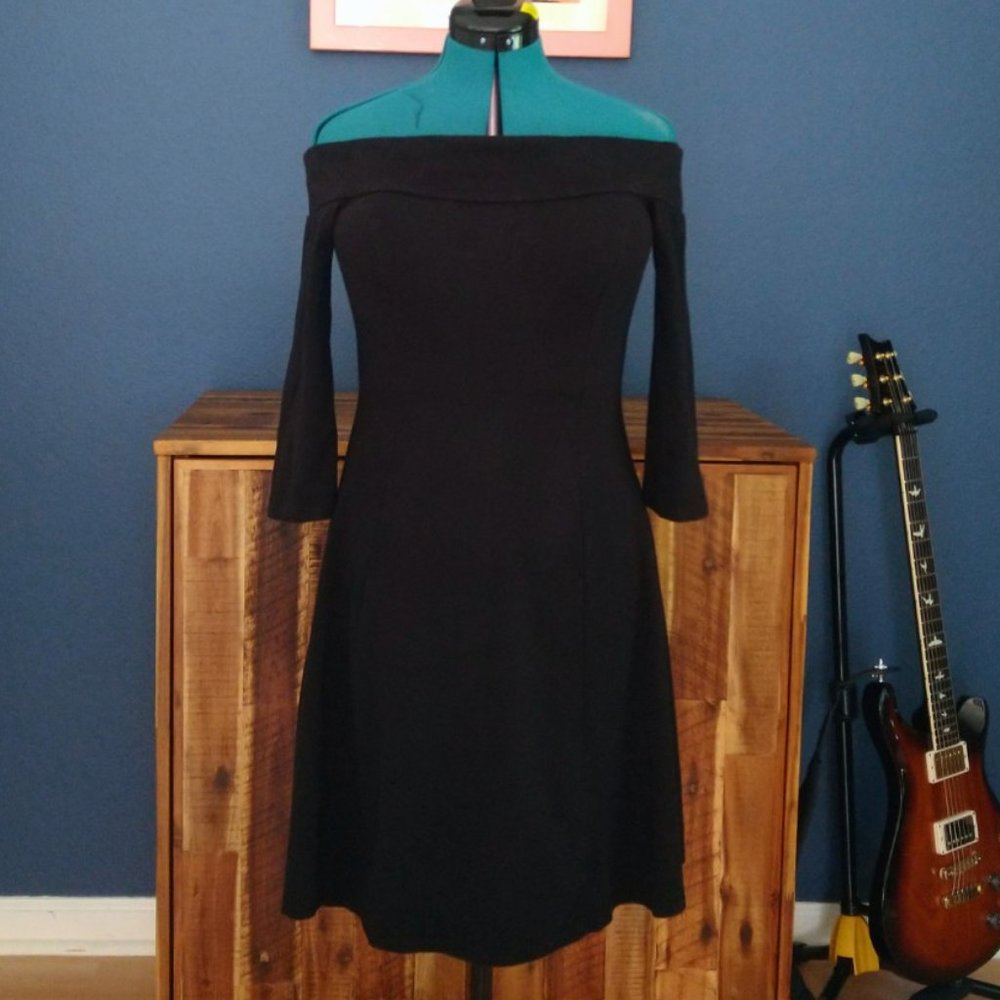 Deeply Classy Off Shoulder Little Black Knit Dress